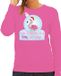 Bellatio Decorations Foute kersttrui/sweater dames - flamingo in kerstbal - roze - pink Christmas XL