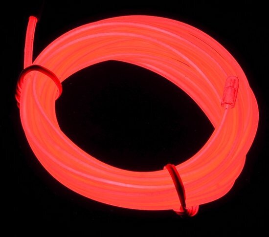 Joni's Glow-Shop EL Wire / Draad - Rood / Red 10 meter - met 6 volt omvormer