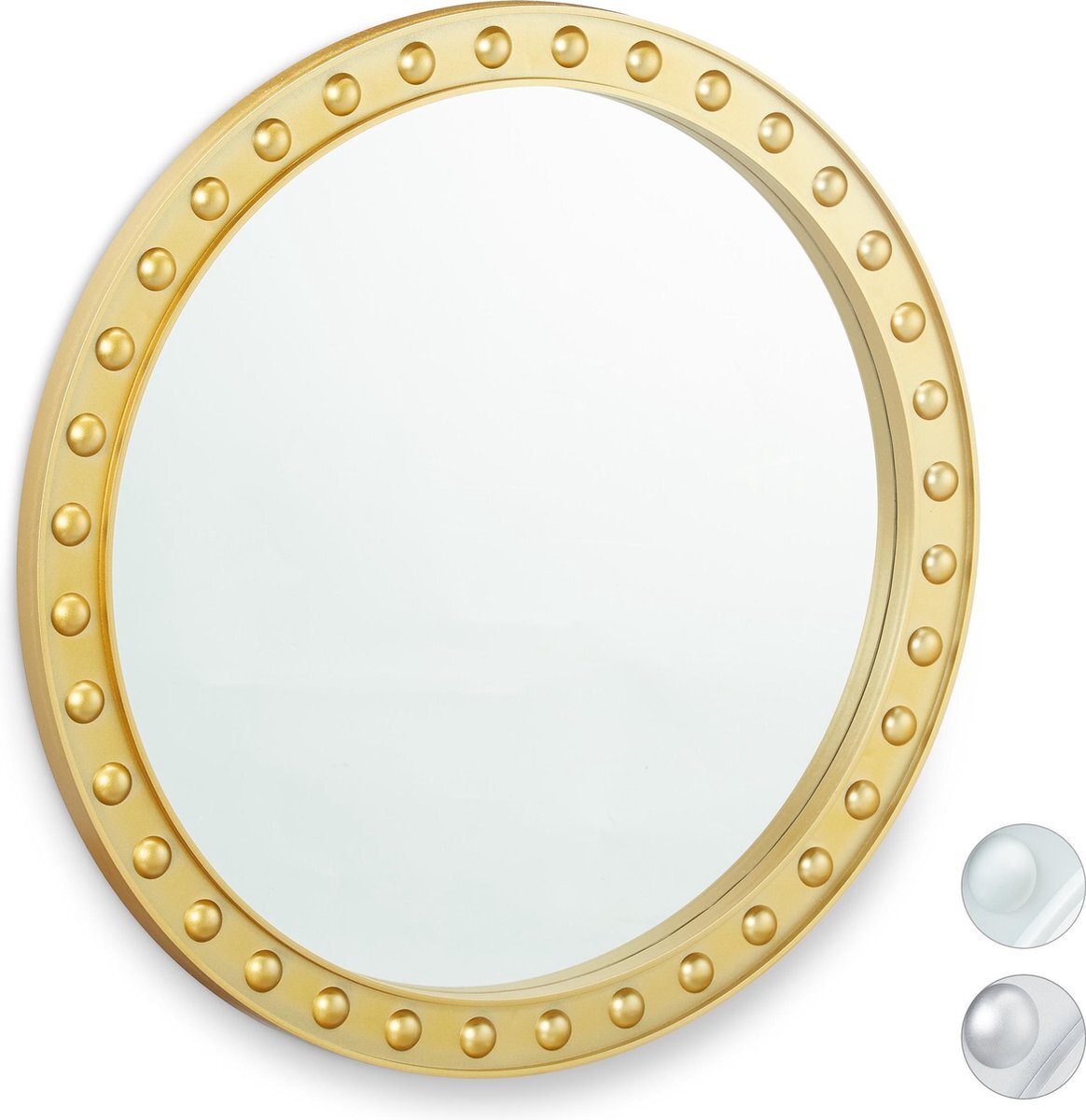 Relaxdays spiegel rond - sierspiegel gang - wandspiegel - design - 50.5 cm rond - modern goud