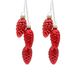 Lauschaer Elegante Kerstboomdecoratie - Glazen Kegels Set van 2 met 3 Dennenappels in Rood met Textiellint 6 cm