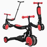 Looping SCOOTIZZ Evolutieve loopfiets 5-in-1 met duwstang/driewieler voor baby's, uitbreidbaar, kinderstep, met duwstang, rood