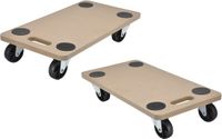 Hi Verhuis trolley/hondje - 2x - meubelroller - met handvat - MDF - 200 kg - 56 x 30 cm - Transportplank