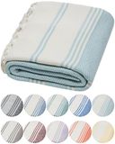 DEMMEX Gecertificeerd biologisch Turks katoenen strand- en badhanddoek - hamam pestemal handdoek, deken - diamantweefsel, voorgewassen, 180 x 90, grijsblauw
