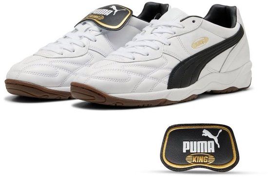 Puma King Indoor Sneakers Heren Leer Rubber Wit/Zwart Maat 43