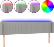 vidaXL LED Headboard - 163x16x78/88 cm - Fabric - Light Gray