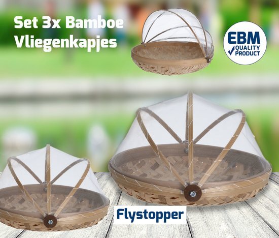 Flystopper Vliegenkapjes bamboe set 3 stuks -