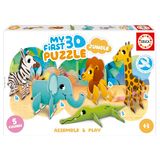 Educa - 3D-puzzel jungledieren, bevat 5 eenvoudig te monteren figuren om te spelen en te leren, aanbevolen voor kinderen van 3 tot 5 jaar (20432)