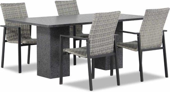 Lifestyle Garden Furniture Upton/Graniet 180 cm dining tuinset 5-delig stapelbaar