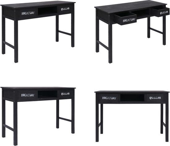 vidaXL Wandtafel - 110x45x76 cm - Hout - Zwart