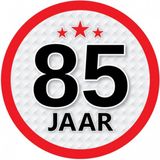 Bellatio Decorations 85 jaar leeftijd sticker - rond - Dia 15 cm - 85 jaar verjaardag - jubileum - leeftijd versiering