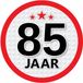 Bellatio Decorations 85 jaar leeftijd sticker - rond - Dia 15 cm - 85 jaar verjaardag - jubileum - leeftijd versiering