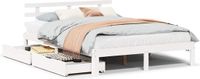 vidaXL Bedframe met lades massief grenenhout wit 140x200 cm