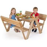 Coast Table de pique-nique pour enfants Coast - ensemble de table et bancs en bois pour tout-petits - avec dossier - couleur naturelle