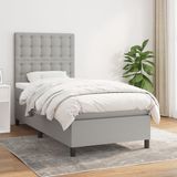 vidaXL Boxspring met matras stof lichtgrijs 100x200 cm