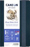Canson Professioneel boek multi-techniek-papier, fijne korrel, 300 g/m², genaaid notitieboek, hardcover, 14 x 21,6 cm, wit, 28 vellen