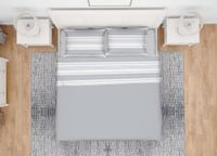 BIANCHERIAWEB Beddengoedset voor tweepersoonsbed, gestreept, kleur grijs, 100% katoen, gemaakt in Italië, bovenlaken met trekkoord, hoeslaken, 2 kussenslopen