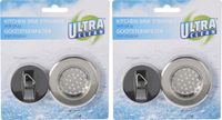 Merkloos 4x stuks gootsteenfilters met stoppers RVS 65 mm