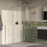 Brauer Void - Douche - Helder Glas - 100 x 200 cm - met Zijwand 40 cm - incl. Glascoating - PVD RVS-Kleurig Geborsteld