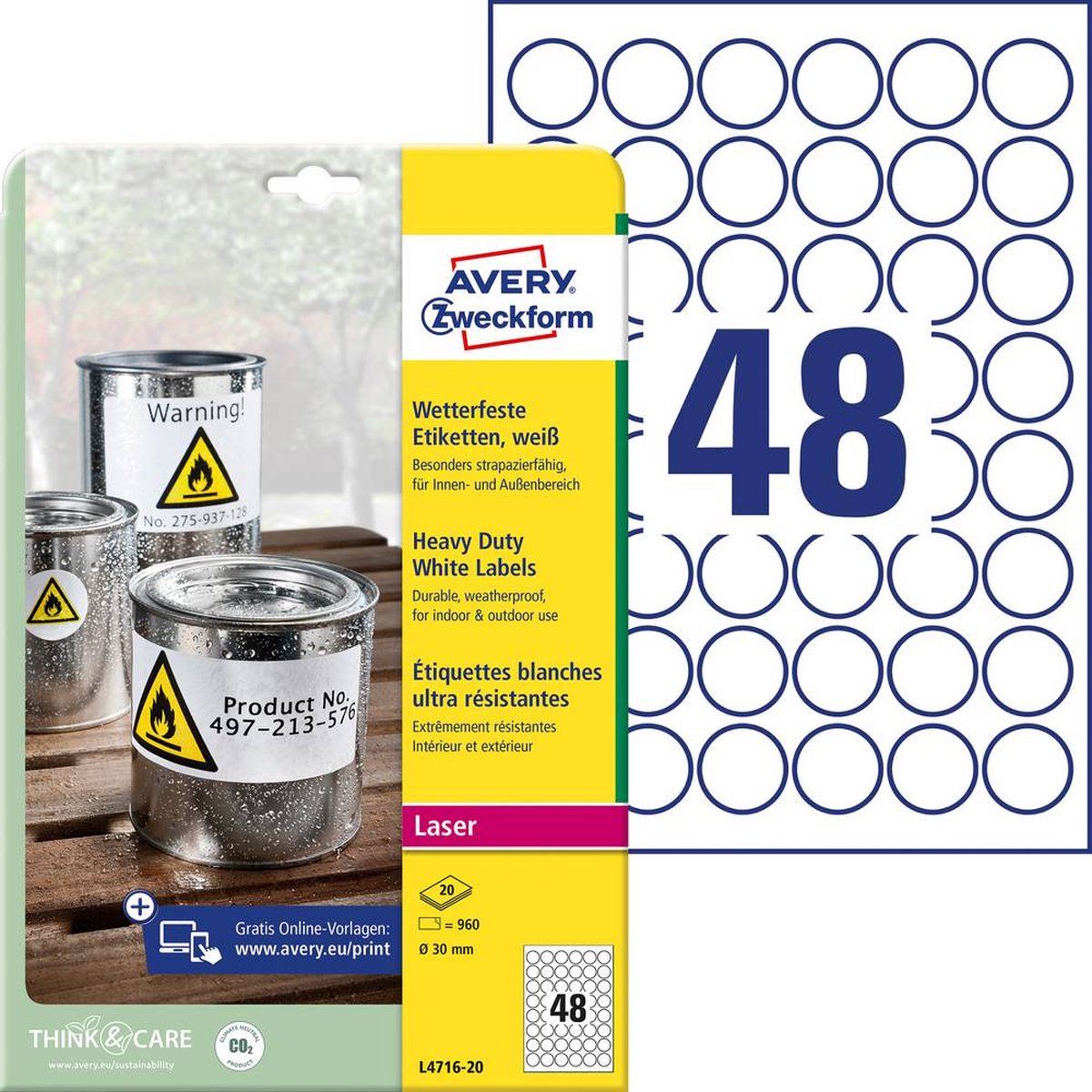 AVERY Zweckform L4716-20 weerbestendige folie-etiketten