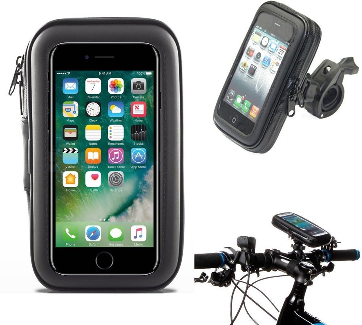 iCall Waterdichte Fietshouder voor alle Telefoons van 5.0 tot 6.3 inch â€“ Waterproof en Dustproof Bike Mount Holder â€“ Fiets Stuur Houder voor onder andere Apple iPhone 7 Plus / 6/6s Plus / Samsung Galaxy S8 Plus / Note 8 / Note 5 / Note 6