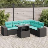 Maison Exclusive - Salon de jardin 7 pièces avec coussins, rotin synthétique noir