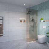 FortiFura Galeria Inloopdouche - rook - glas - 90x200cm - 8mm - nano - blind - inbouw profiel - brons
