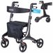 VEVOR Opvouwbare Rollator met Zitje, Lichtgewicht Looprek met 20 cm Wielen, Loophulp tot 136 kg met Rugleuning, Tas, Stokhouder, In Hoogte Verstelbare Loophulp met Vergrendelfunctie voor Senioren, Zwart