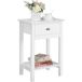 Yaheetech Table de chevet design avec tiroir et étagère, 40 x 30 x 61 cm – Blanc intemporel – MDF