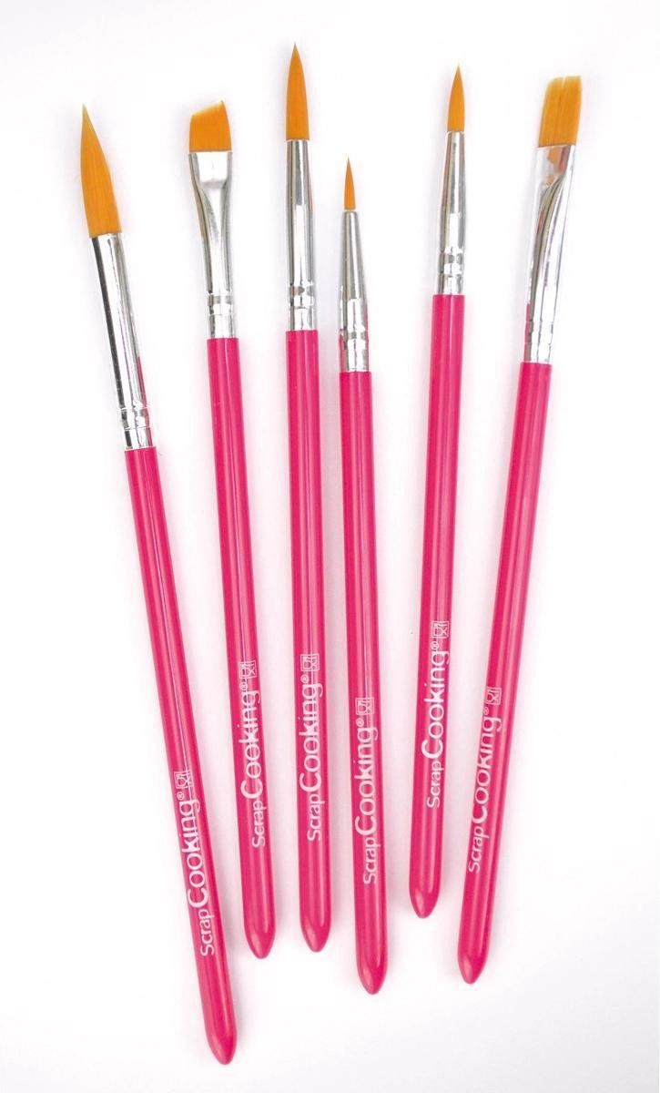 ScrapCooking 5170 6-delige set levensmiddelenkwasten kunststof/aluminium/nylon roze 23 x 5 x 0,7 cm