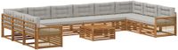 vidaXL - Bank loungeset - 4 zitplekken - Massief acacia hout - Natuurlijk en lichtgrijs