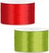 Ruban décoratif/ruban cadeau/ruban de satin - Lot de 2 pièces - rouge et vert - 38 mm x 25 mètres