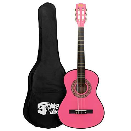 Mad About MA-CG03 Klassieke gitaar, 3/4 maat roze klassieke gitaar - kleurrijke Spaanse gitaar met draagtas, riem, pick en reserve snaren - nu met 6 maanden gratis lessen inbegrepen