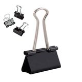 D.RECT Metalen Foldback Clips - Verpakking 12 Stuks x 12 Pack (144 Stuks) 32mm - Multifunctionele Binder Clips voor Notities, Papierwaren - Large, Zwart