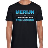 Bellatio Decorations Merijn Voornaam cadeau - The man, The myth the legend - zwart - voor heren - verjaardag - vaderdag - pensioen - geslaagd - bedankt M