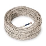Amarcords Elektrische textielkabel, kleur: ivoor, zijde-vlechtwerk, 50 meter, geaard, 3 x 0,75 mm