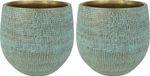 Ter Steege Steege Plantenpot - 2x - moderne look - shiny blauw - D20 x H20 cm - Bloempotten - Keramiek
