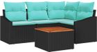 vidaXL Tuinbankenset 5-delig Zwart polyrattan