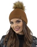 Vivisence Dames Wintermuts - Met Pompom Van Imitatiebont En Zachte Acrylbrei Voor Aangename Pasvorm - Warm Comfort Voor Koude Dagen En Minder Statisch Haar Ideaal Voor Dagelijks Gebruik En Geschenk - Bruin