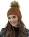 Vivisence Dames Wintermuts - Met Pompom Van Imitatiebont En Zachte Acrylbrei Voor Aangename Pasvorm - Warm Comfort Voor Koude Dagen En Minder Statisch Haar Ideaal Voor Dagelijks Gebruik En Geschenk - Bruin