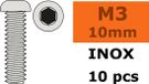 Revtec - Vis à tête hexagonale bombée - M3X10 - Inox - 10 pcs