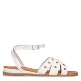 Manfield Ecru Leren Sandalen