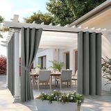 Merkloos Outdoorgordijn 2 stuks weerbestendig met ingestanste ringen ondoorzichtig zonwering waterdicht voor tuin terras paviljoen veranda balkon 132 x 245 cm (b x h)