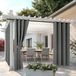 Merkloos Outdoorgordijn 2 stuks weerbestendig met ingestanste ringen ondoorzichtig zonwering waterdicht voor tuin terras paviljoen veranda balkon 132 x 245 cm (b x h)
