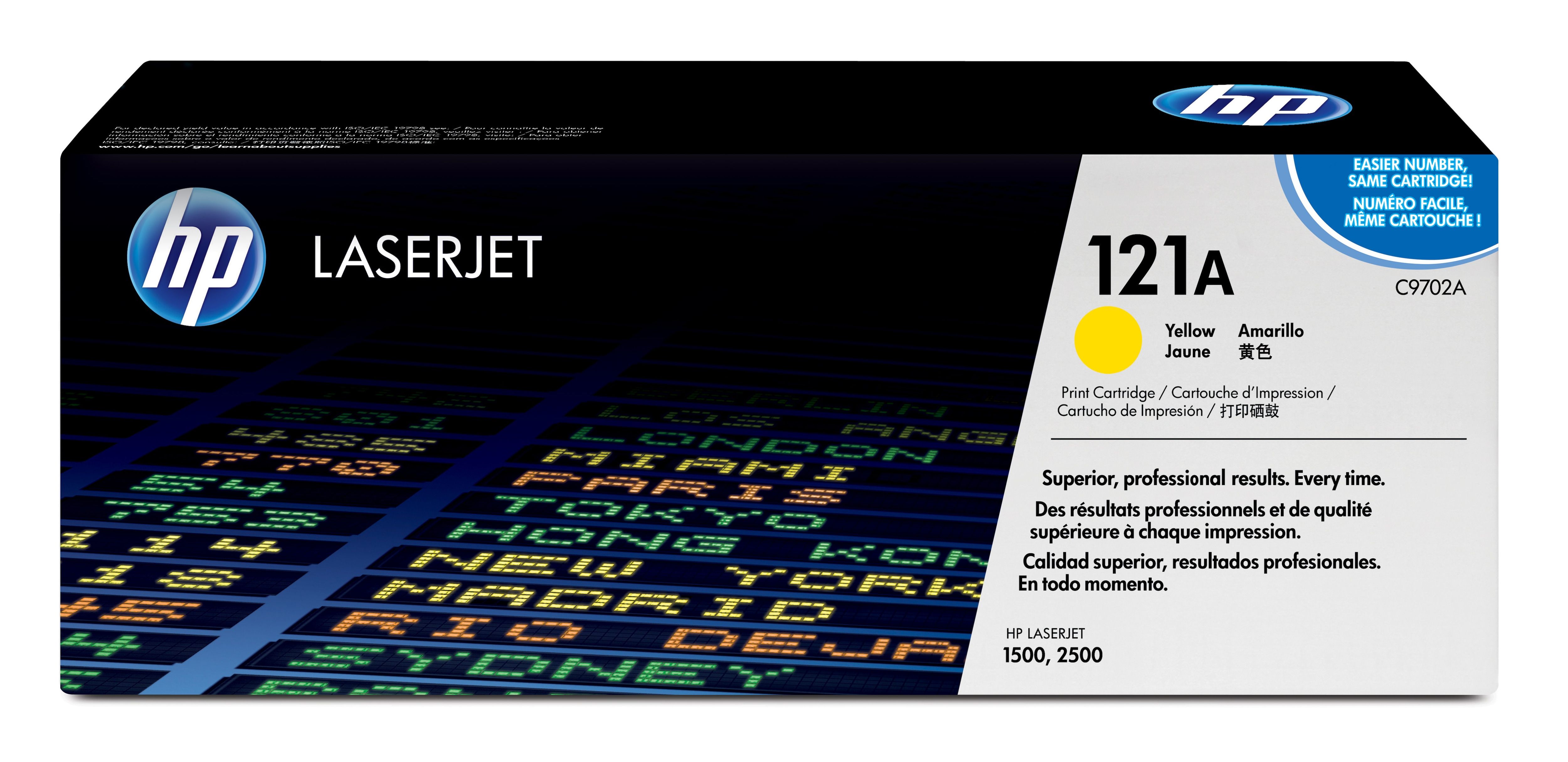 HP 121A Yellow Original LaserJet Toner Cartridge (C9702A) - Compatible with HP LaserJet 1500, 2500