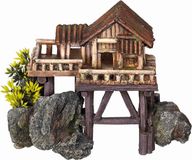 Nobby Aqua Deco Huis met Planten - 23 x 12,3 x 17 cm