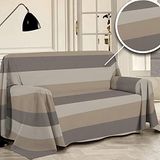 PENSIERI DELICATI Bankovertrek, 220 x 290 cm, gemaakt in Italië, 100% puur gerecycled katoen, gekleurd, beige patroon, ideaal als sprei voor banken, picknickdeken