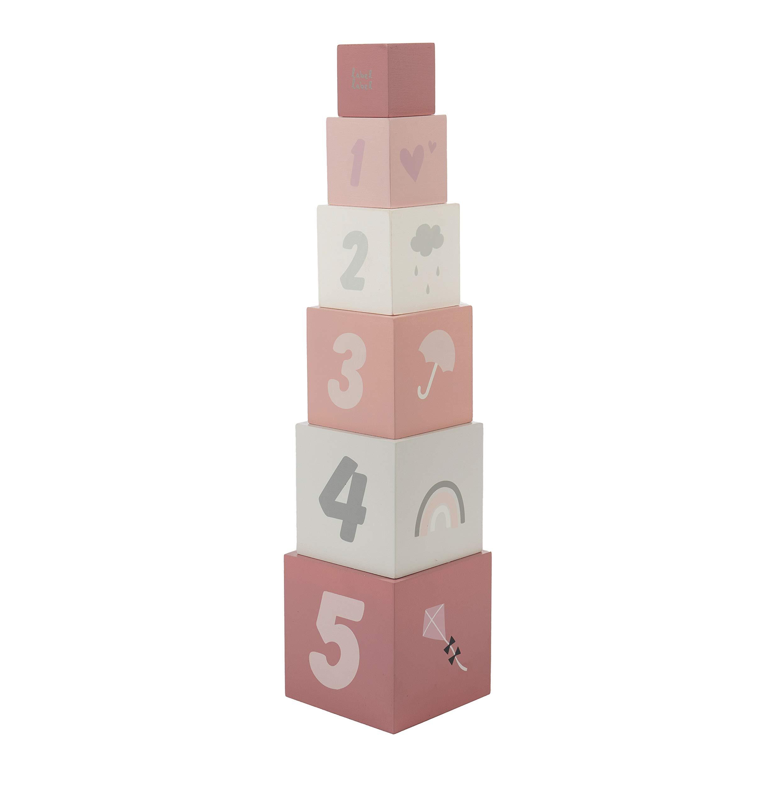 Label-Label Wooden stacking blocks Pink Roze