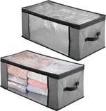 Merkloos Opbergdoos met ritssluiting - voor kleding, accessoires en beddengoed - zwart
