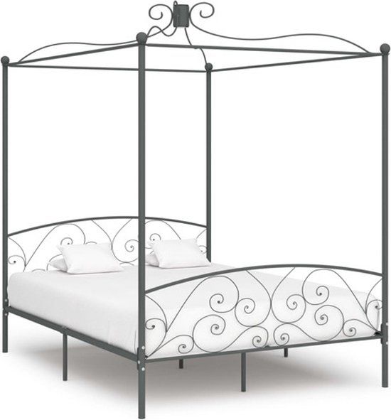 vidaXL Hemelbedframe metaal grijs 180x200 cm