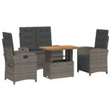 vidaXL 4-delige Tuinset met Kussens, Poly Rattan, Grijs